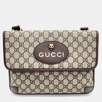 Pre-owned Gucci Gg Supreme Messenger Bag In Beige