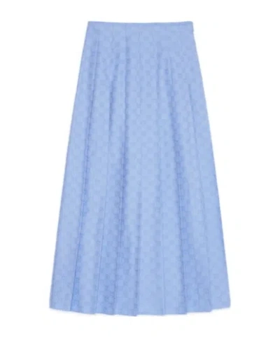 Gucci Gg Supreme Midi Skirt In Blue