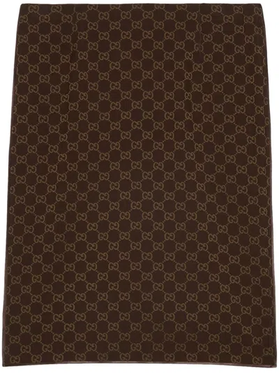 Gucci Gg Supreme Midi Skirt In Brown