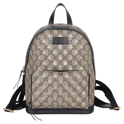Pre-owned Gucci Gg Supreme Monogram Bees Small Day Backpack In Gray