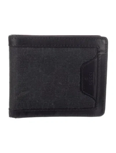 Pre-owned Gucci Gg Supreme Monogram Bi-fold Gg Supreme Wallet In Black