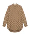 Gucci Gg Supreme Monogram Buttoned Shirt In Brown