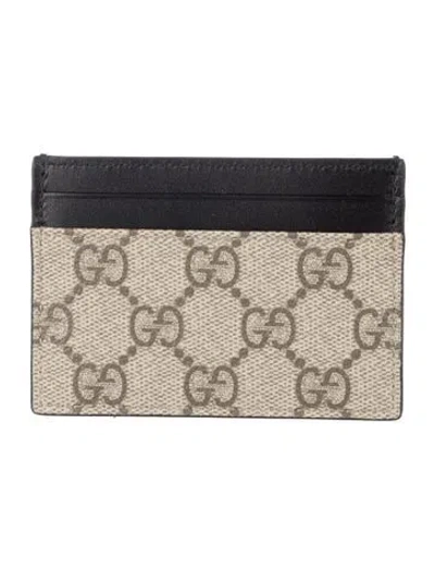 Pre-owned Gucci Gg Supreme Monogram Card Holder Gg Supreme Card Holder In Neutrals