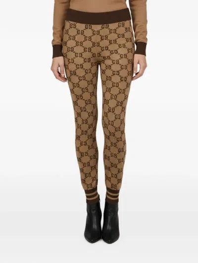 Pre-owned Gucci Gg Supreme Monogram Leggings In Brown