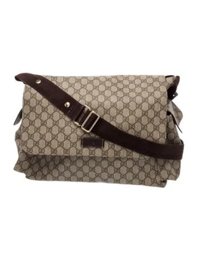 Pre-owned Gucci Babies' Gg Supreme Monogram Print Diaper Bag In Neutrals