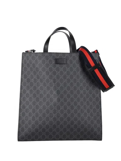 Pre-owned Gucci Gg Supreme Monogram Tote Bag In Black