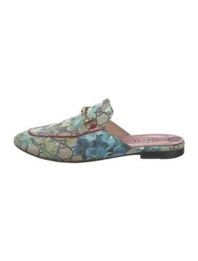 Pre-owned Gucci Gg Supreme Mules In Blue