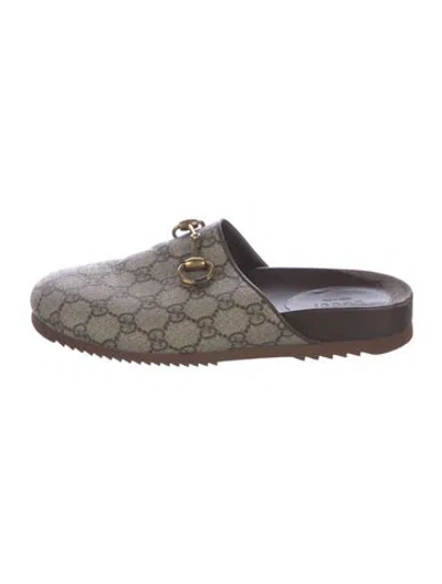 Pre-owned Gucci Gg Supreme Mules In Brown