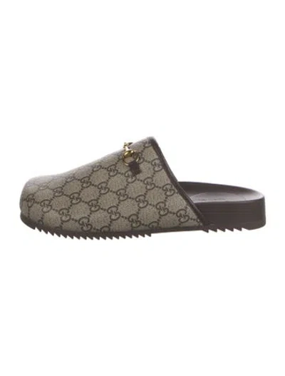 Pre-owned Gucci Gg Supreme Mules In Neutrals