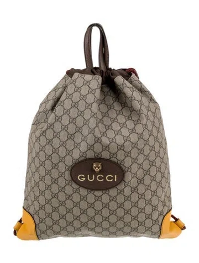 Pre-owned Gucci Gg Supreme Neo Vintage Backpack In Neutral