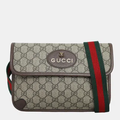 Pre-owned Gucci Gg Supreme Neo Vintage Web Belt Bag In Beige