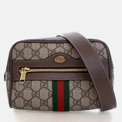 Pre-owned Gucci Gg Supreme Ophidia Belt Bag In Brown