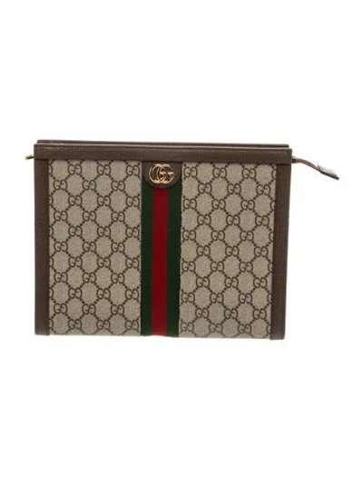 Pre-owned Gucci Gg Supreme Ophidia In Brown/neutrals