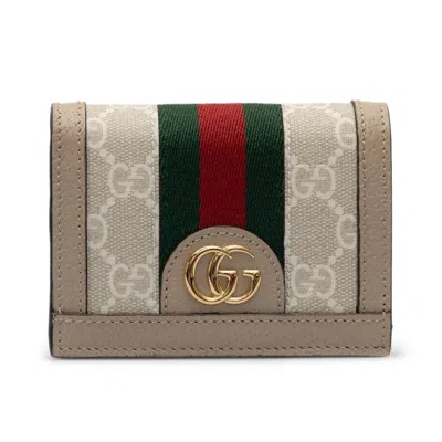 Gucci Gg Supreme 'ophidia' Card Case In Sand