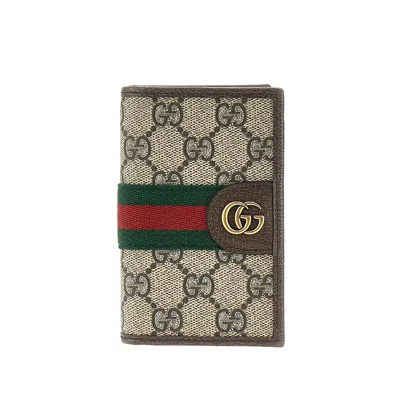 Gucci Gg Supreme Ophidia Card Holder In Sand