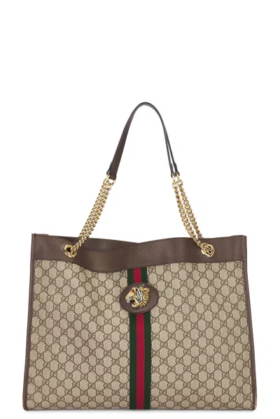 Gucci Gg Supreme Ophidia Chain Tote Bag In Beige