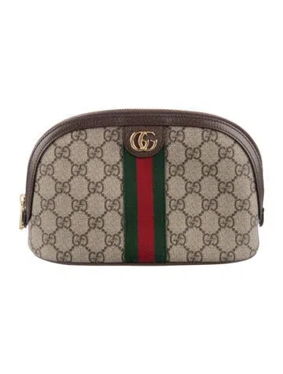 Pre-owned Gucci Gg Supreme Ophidia Cosmetic Case In Neutral