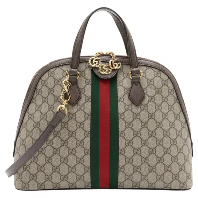 Pre-owned Gucci Gg Supreme Ophidia Dome Satchel In Gray