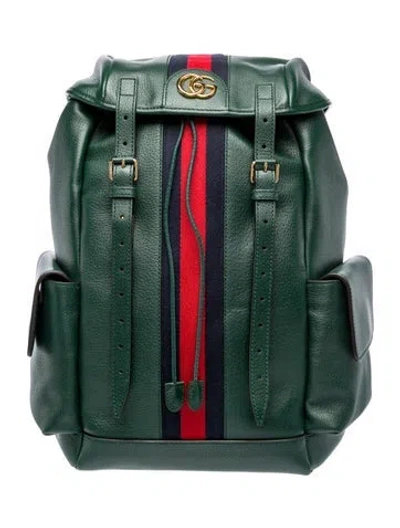 Pre-owned Gucci Gg Supreme Ophidia Medium Leather Backpack In Multicolor