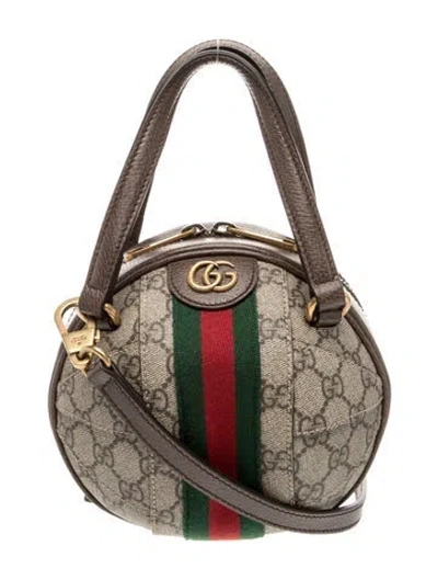 Pre-owned Gucci Gg Supreme Ophidia Small In Brown