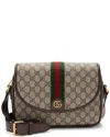 Gucci Gg Supreme Ophidia Web Flap Medium Messenger (authentic Pre-loved) In Brown