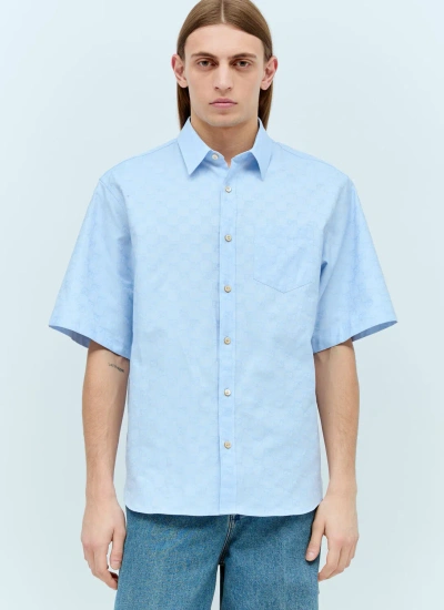 Gucci Gg Supreme Oxford Cotton Shirt In Blue