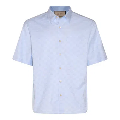 Gucci Blue Gg Supreme Cotton Shirt