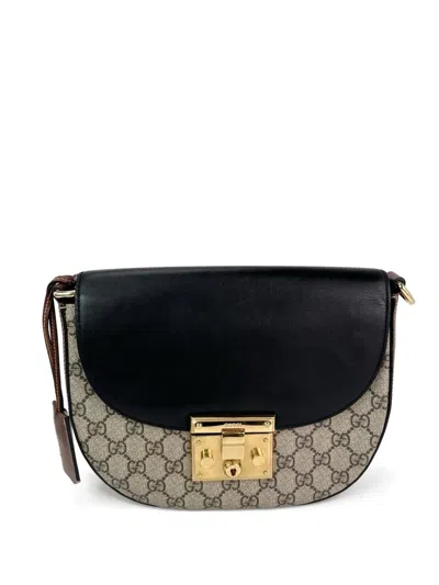 Pre-owned Gucci Gg Supreme Padlock Shoulder Bag In Neutral