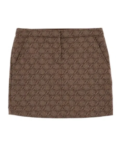 Gucci Gg Supreme-pattern Mini Skirt In Brown