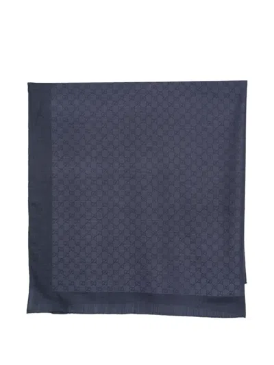 Gucci Gg Supreme Patterned Wool Scarf In Purple