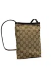 Gucci Gg Supreme Phone Pouch In Brown