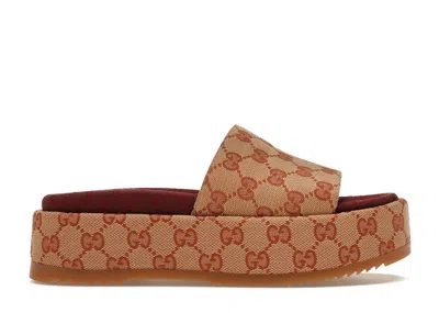 Pre-owned Gucci Gg Supreme Platform Sandal (women's) Sneakers In Dark Red
