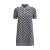 Gucci Grey And Blue Wool Mini Dress In Multi