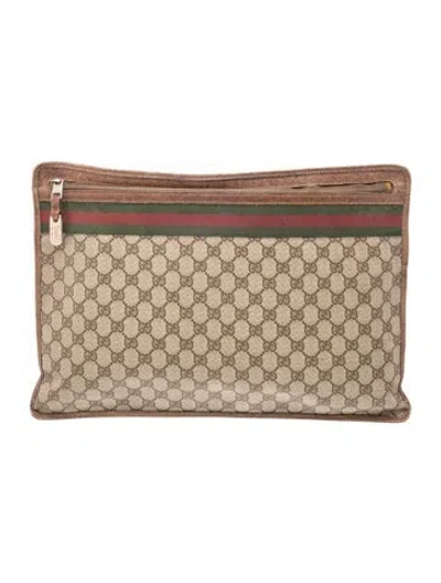 Pre-owned Gucci Gg Supreme Portfolio Vintage In Neutral