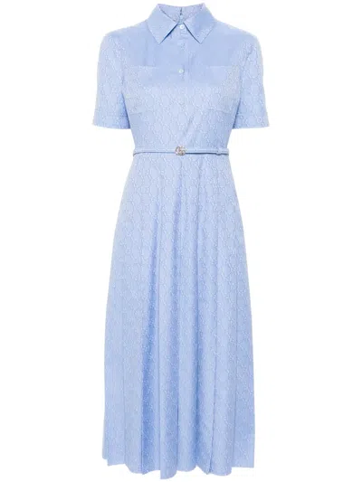 Gucci Gg Supreme-print Midi Dress In Blue