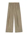 Gucci Gg Supreme Print Silk Pant In Brown