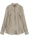 Gucci Gg Supreme-print Silk Shirt In Neutrals