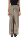Gucci Gg Supreme Print Silk Trouser In Brown