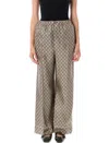 Gucci Gg Supreme Print Silk Trouser In Gray