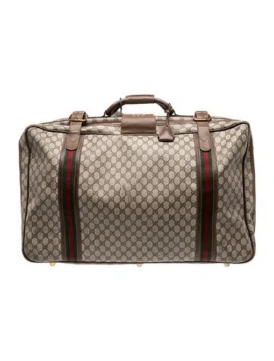 Pre-owned Gucci Gg Supreme Print Suitcase In Neutral