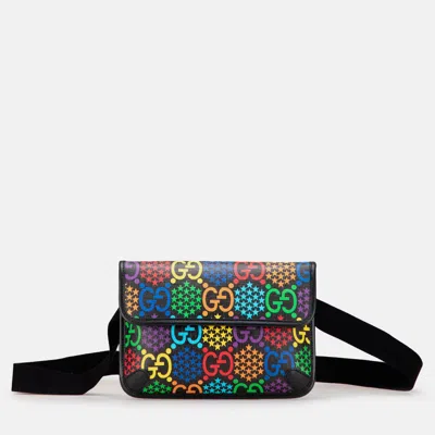 Pre-owned Gucci Gg Supreme Psychedelic Belt Bag In Black