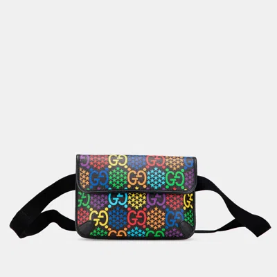 Pre-owned Gucci Gg Supreme Psychedelic Belt Bag In Black