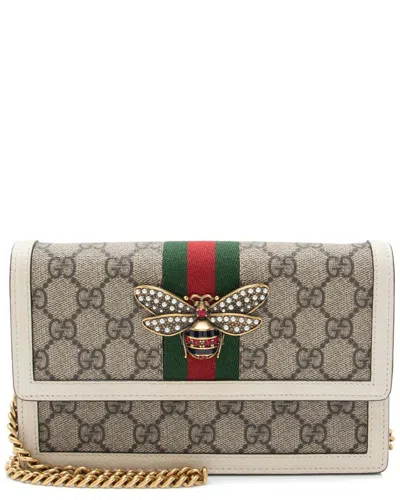 Gucci Gg Supreme Queen Margaret Wallet On Chain (authentic Pre-loved) In Gray