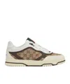 Gucci Re-web Leather And Canvas Sneakers In Nude