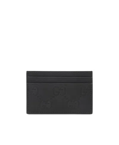 Gucci Gg Supreme Rectangle Cardholder In Black