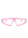 Gucci Gg Supreme Rectangle-frame Sunglasses In Pink