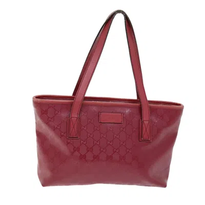 Pre-owned Gucci Gg Supreme Red Leather Tote Bag ()