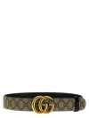 Gucci Beige Gg Supreme Reversible Belt In Ebony