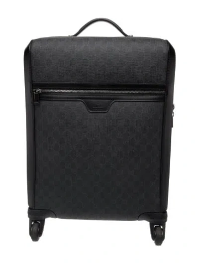 Pre-owned Gucci Gg Supreme Roller Trolley Suitcase In Black