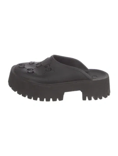 Pre-owned Gucci Gg Supreme Rubber Mules In Black
